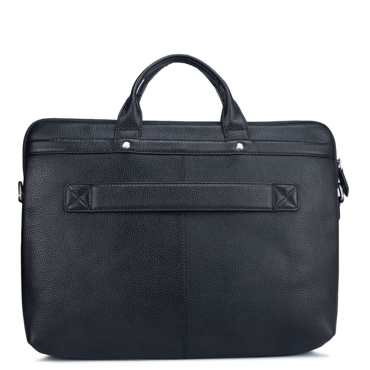 Black Wax Leather Computer Bag - Upto 15"