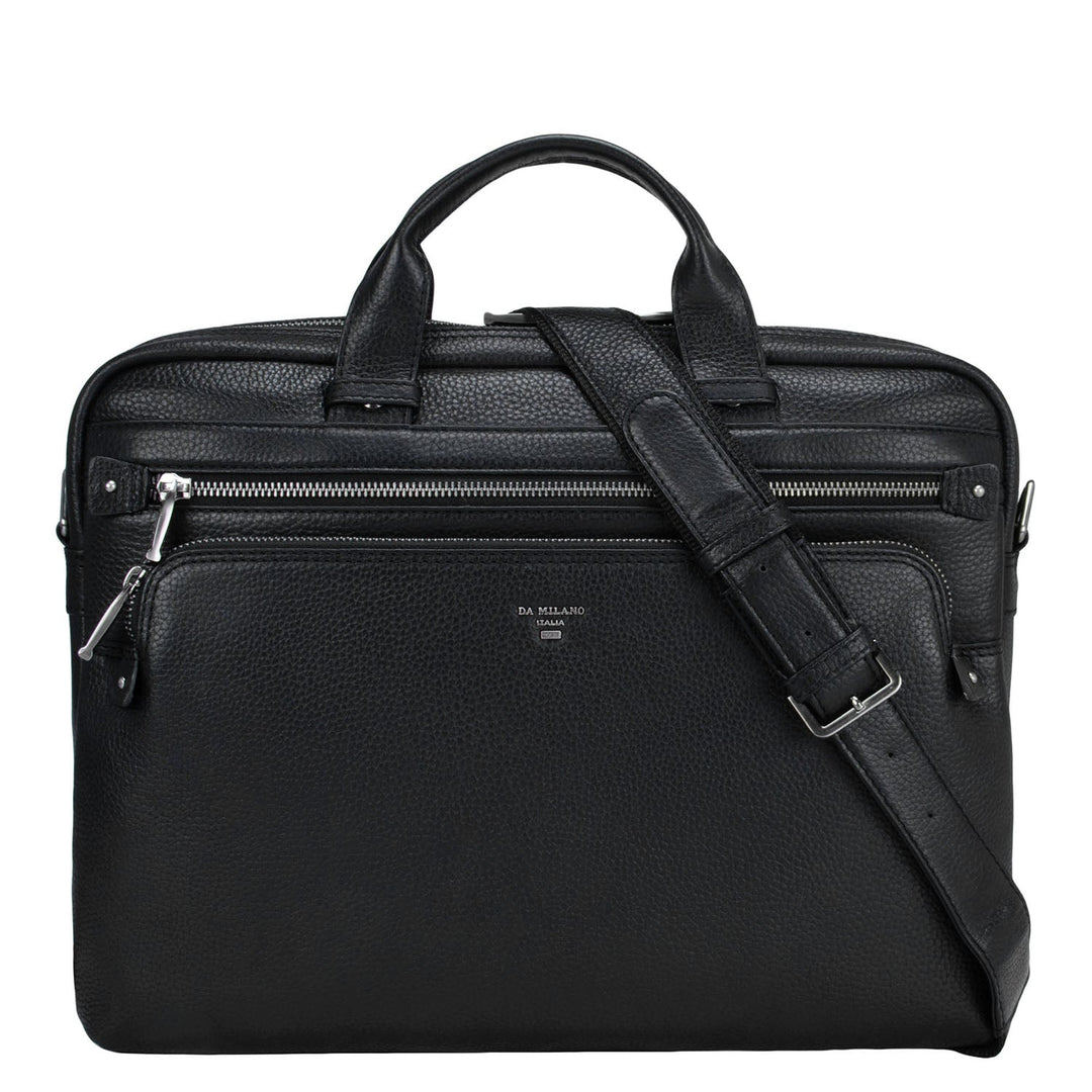 Black Wax Leather Computer Bag - Upto 14"