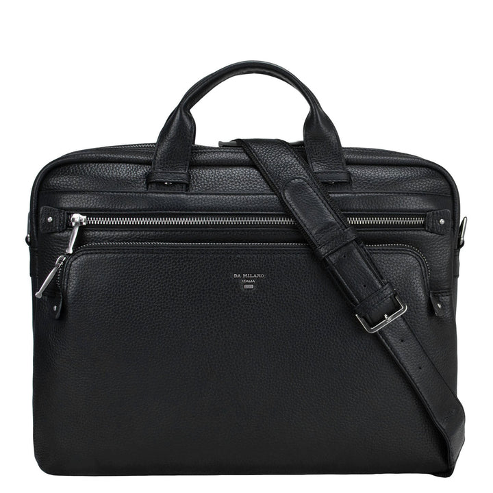 Black Wax Leather Computer Bag - Upto 14"