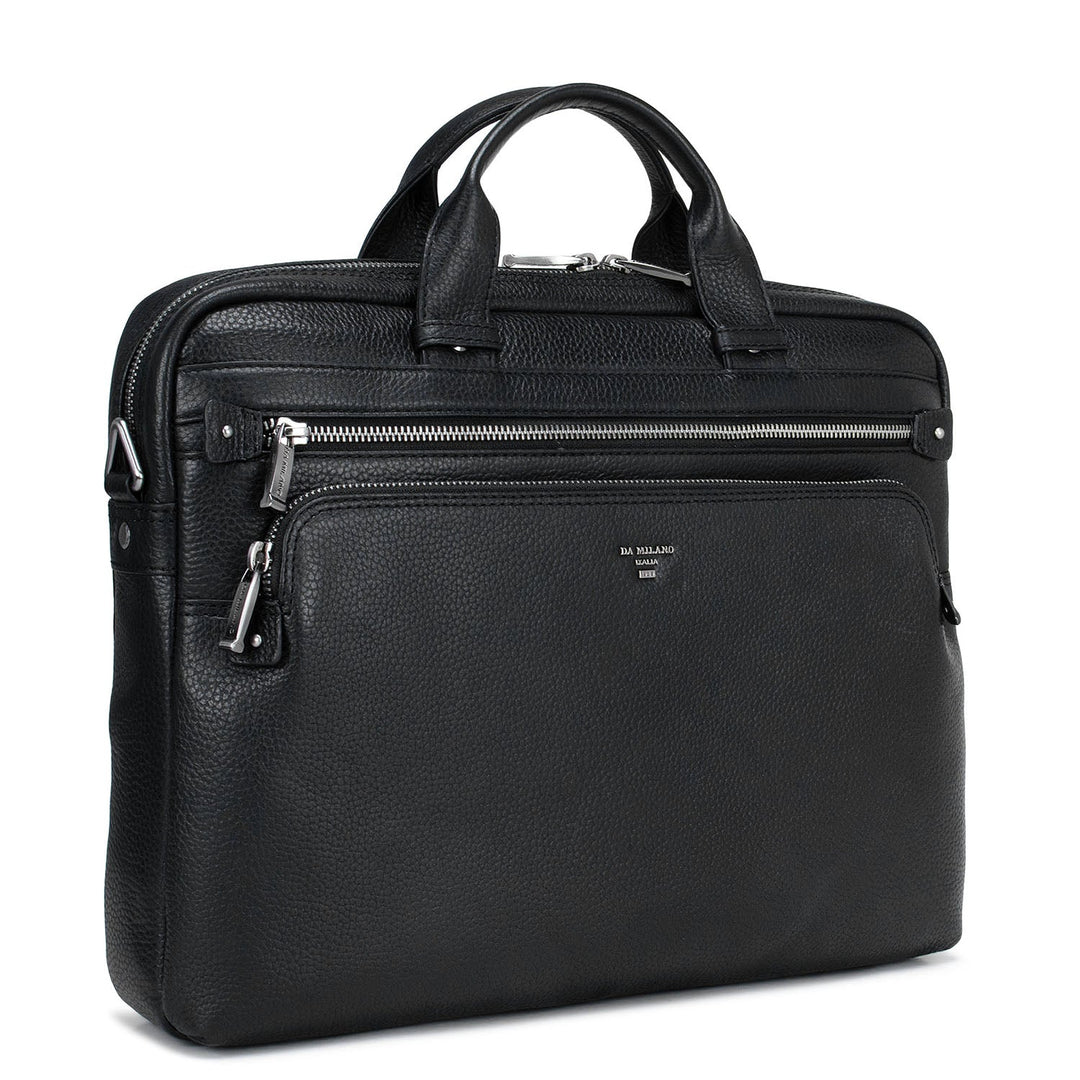 Black Wax Leather Computer Bag - Upto 14"