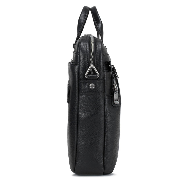 Black Wax Leather Computer Bag - Upto 14"
