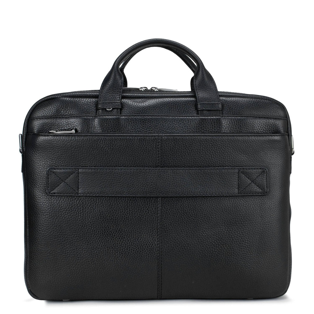 Black Wax Leather Computer Bag - Upto 14"