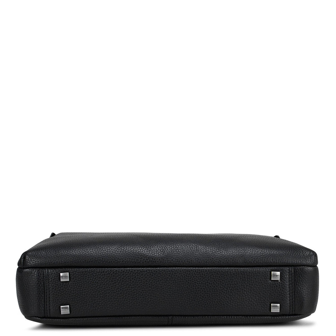 Black Wax Leather Computer Bag - Upto 14"