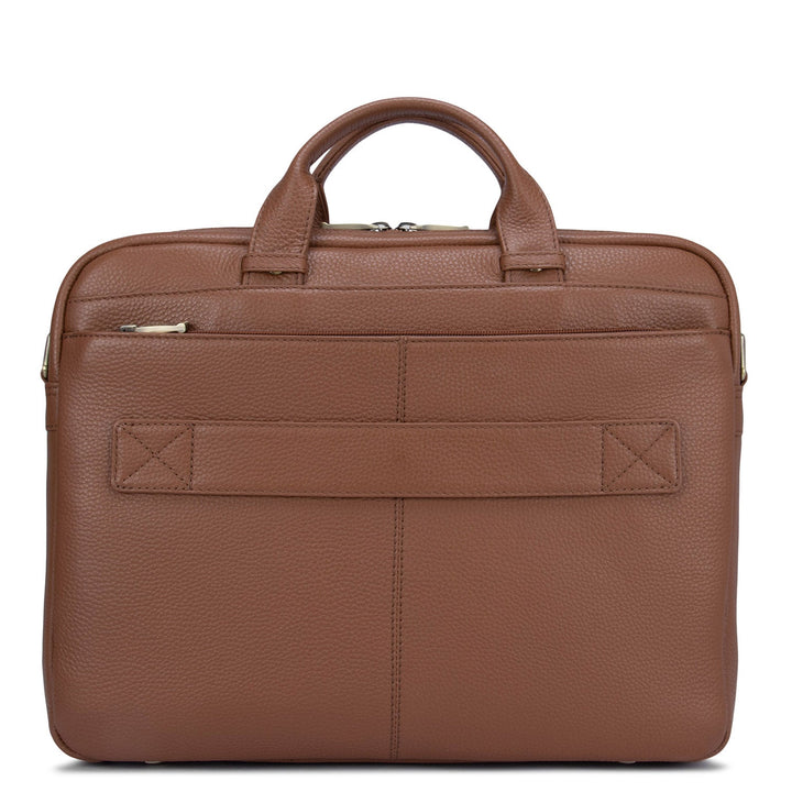 Cognac Wax Leather Computer Bag - Upto 14"