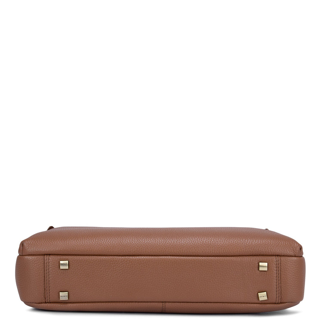 Cognac Wax Leather Computer Bag - Upto 14"