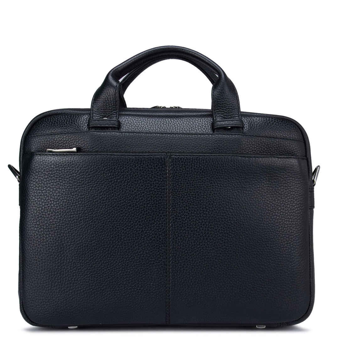 Black Wax Leather Computer Bag - Upto 13"