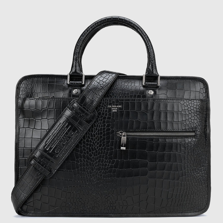 Black Croco Leather Computer Bag - Upto 14"