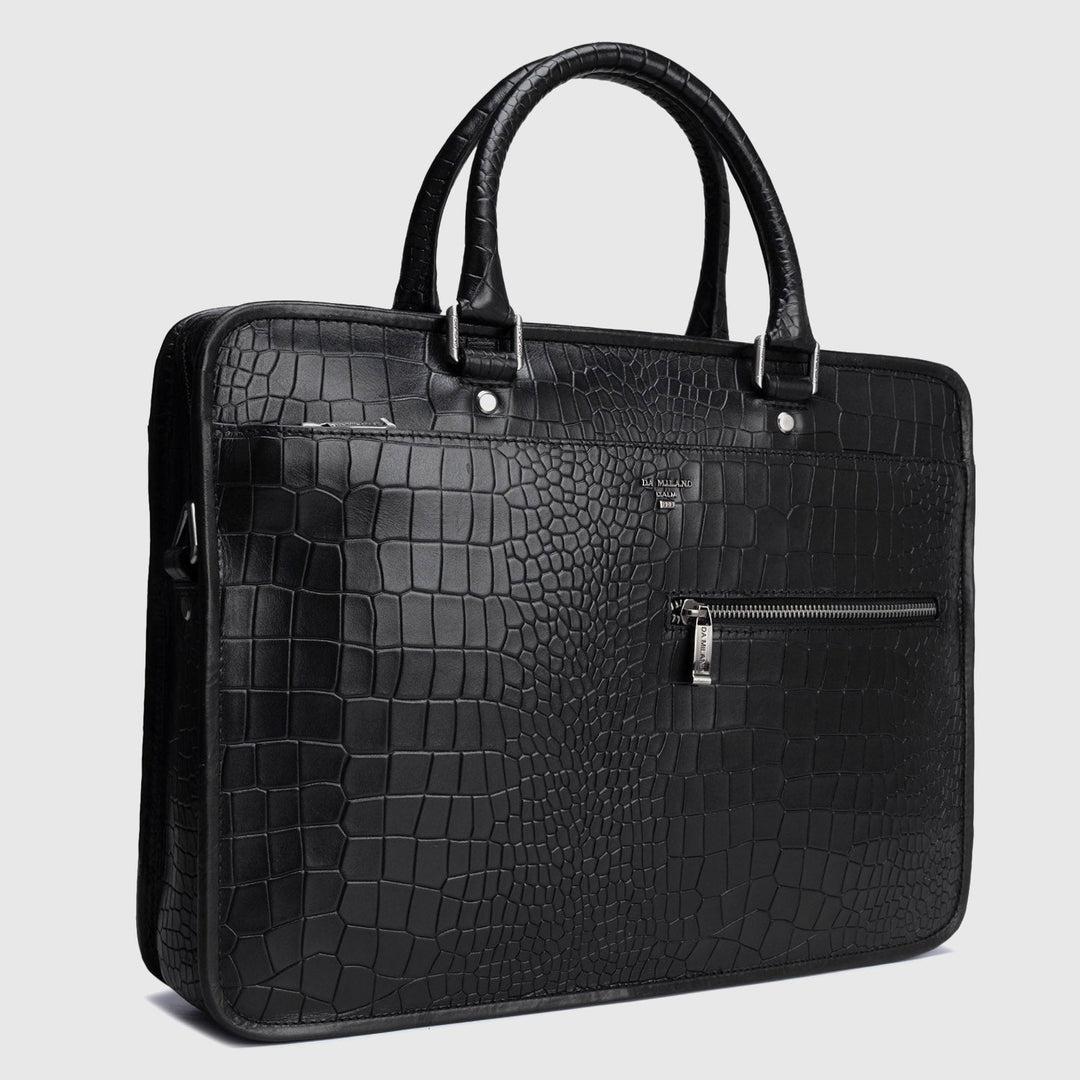 Black Croco Leather Computer Bag - Upto 14"