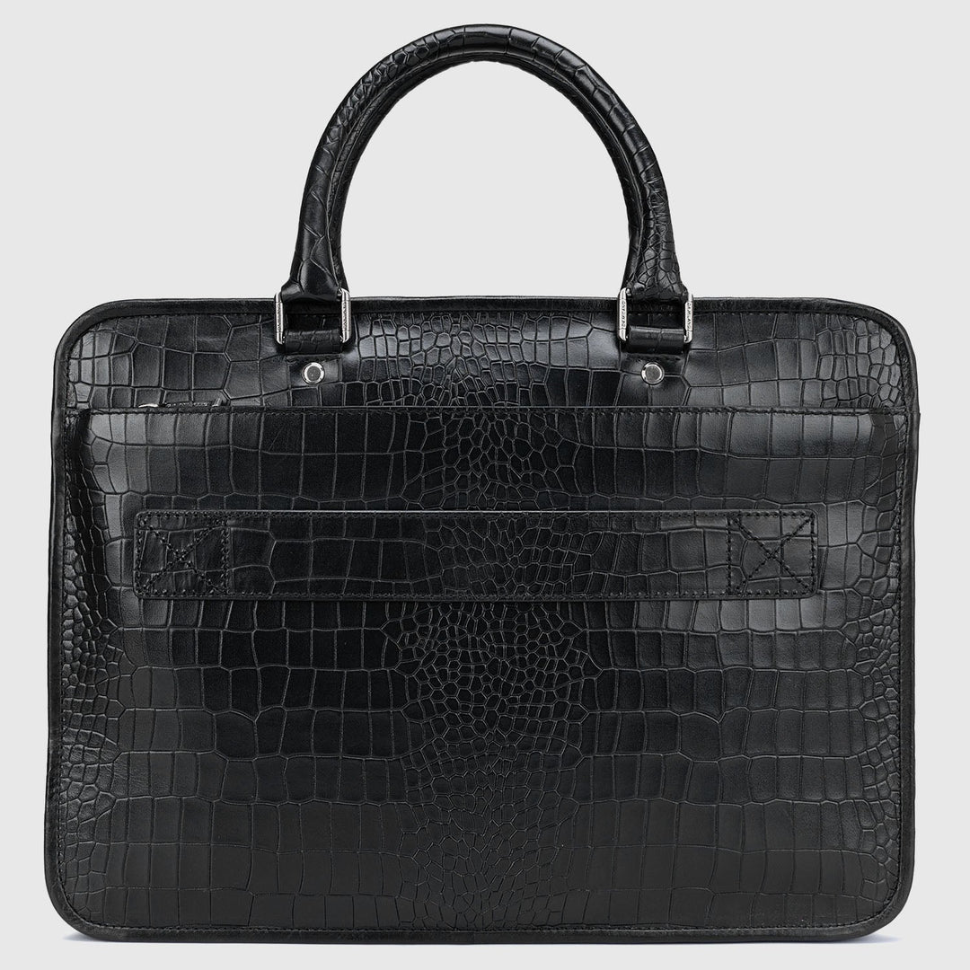 Black Croco Leather Computer Bag - Upto 14"