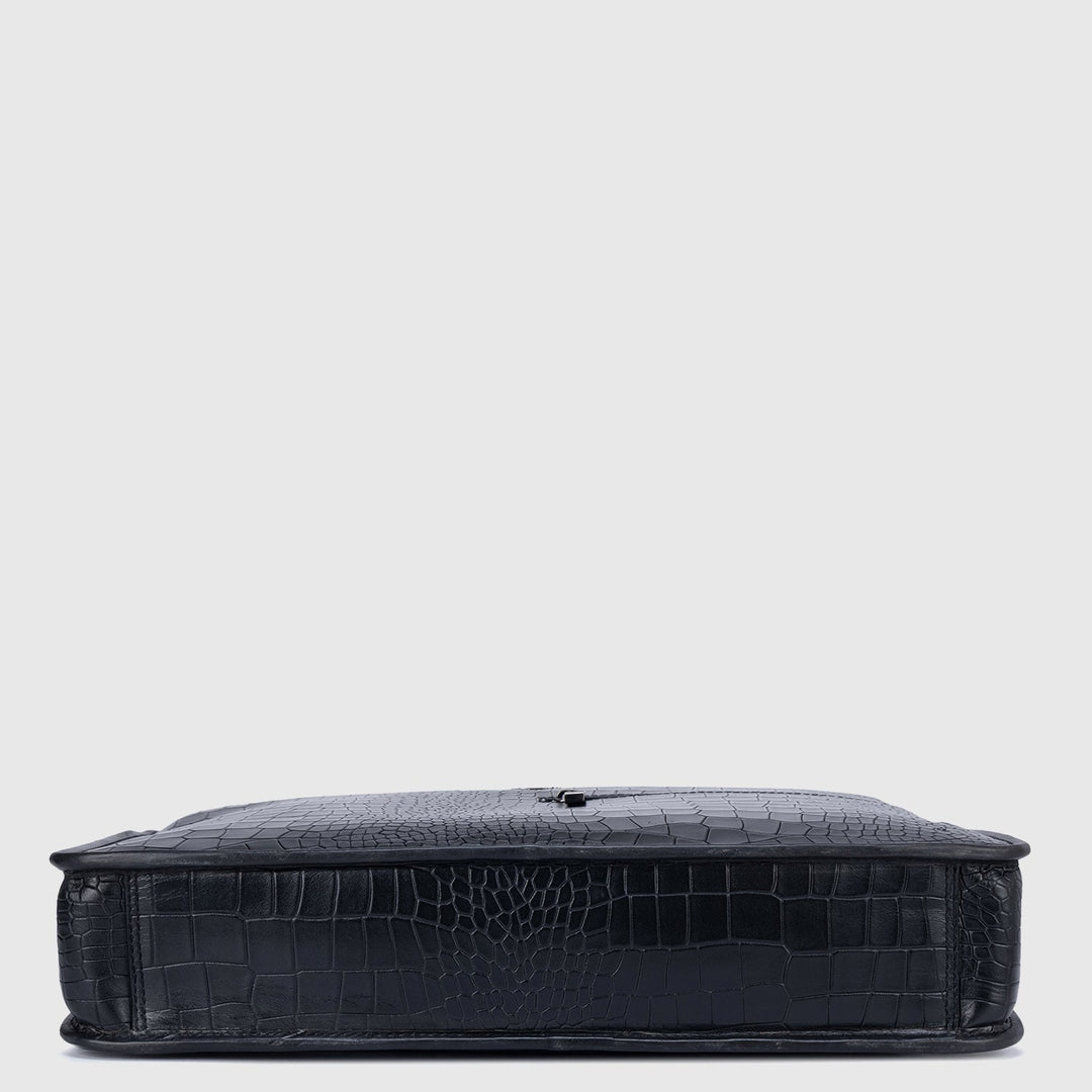 Black Croco Leather Computer Bag - Upto 14"