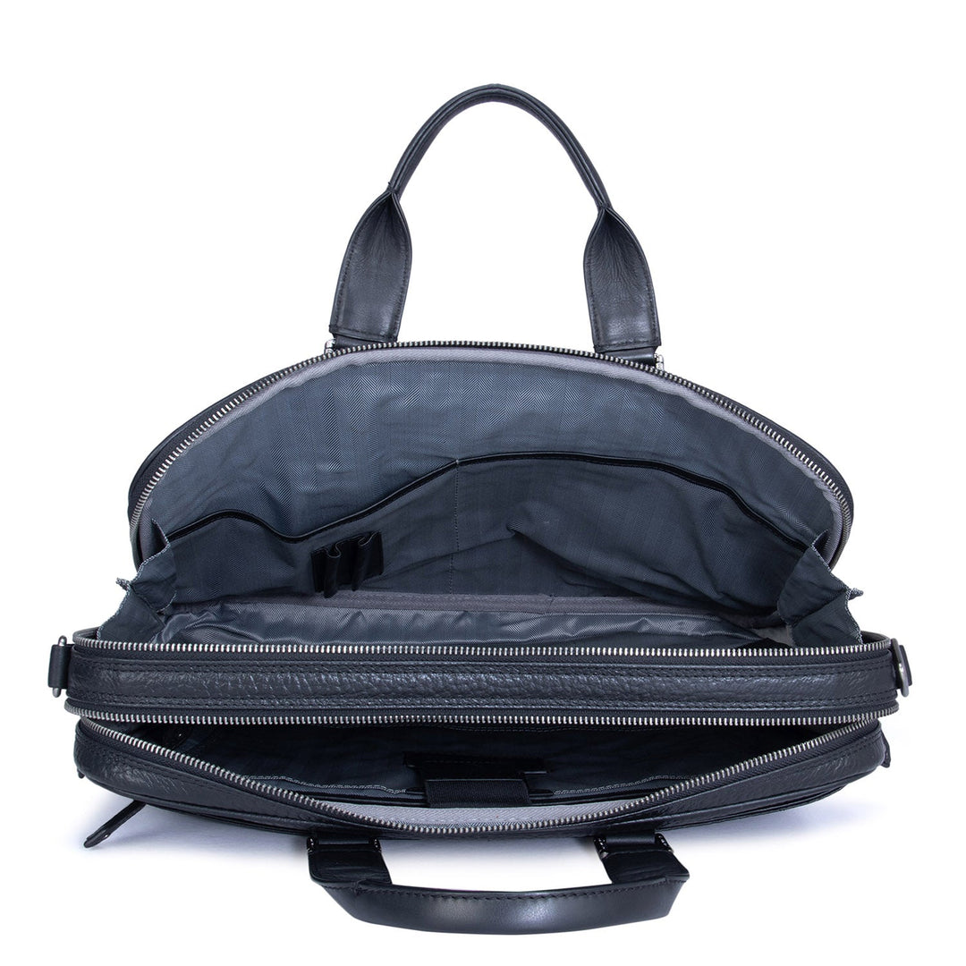 Black Bub Leather Computer Bag - Upto 14"