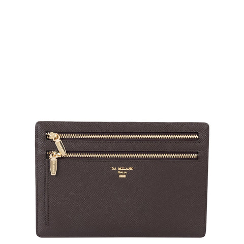 Small Monogram Franzy Leather Clutch - Oak