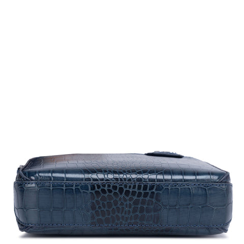 Blue Croco Textured Men Sling Bag
