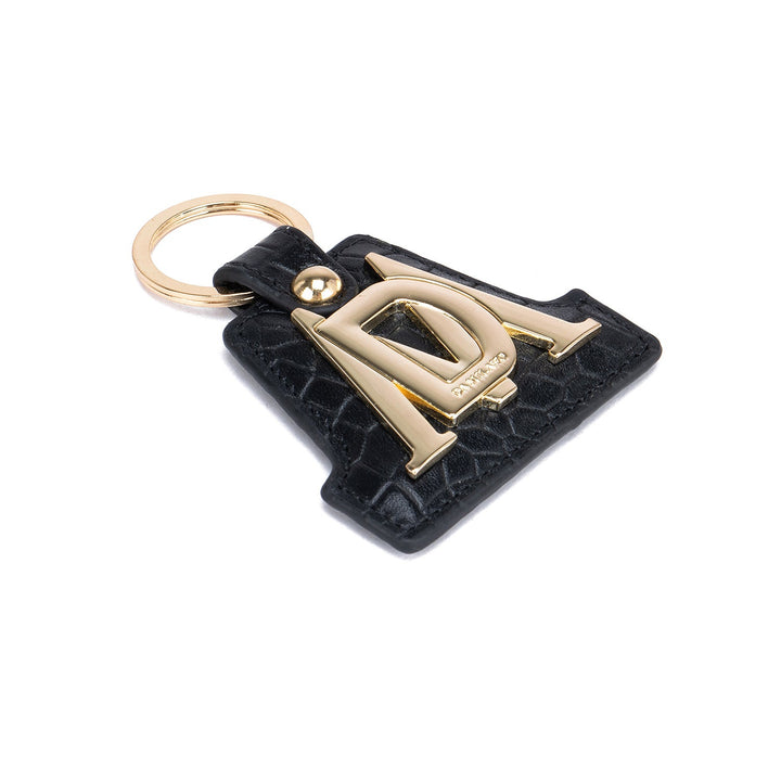 Black Croco Textured Keychain