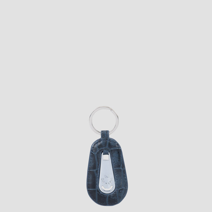 Navy Croco Leather Key Chain