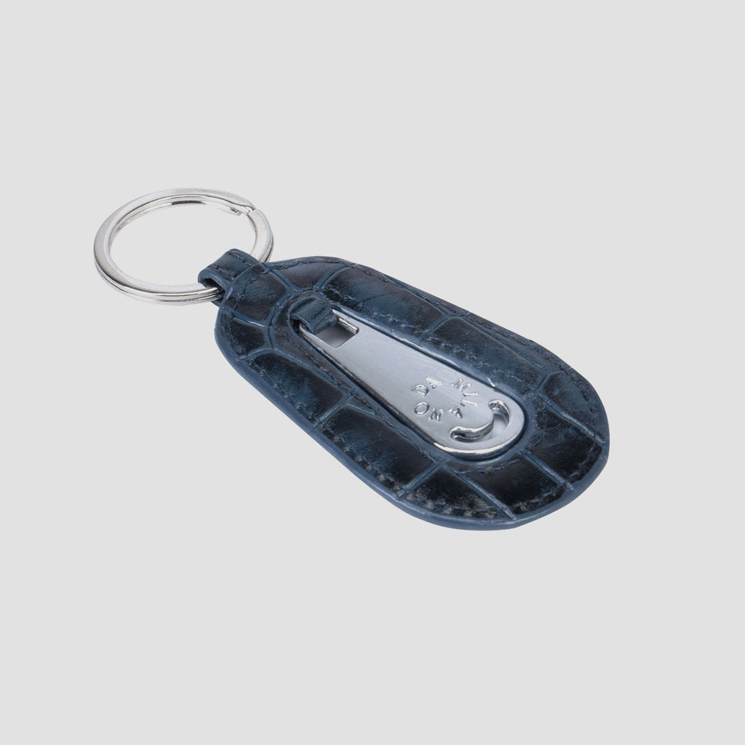 Navy Croco Leather Key Chain