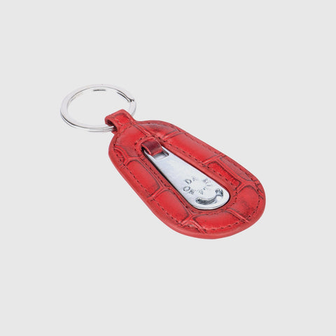 Croco Leather Key Chain - Tomato