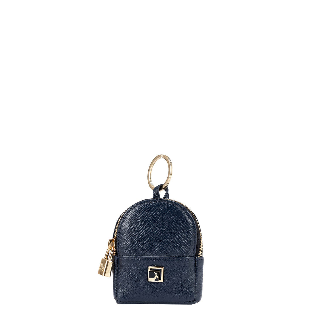 Franzy Leather Keychain - Navy