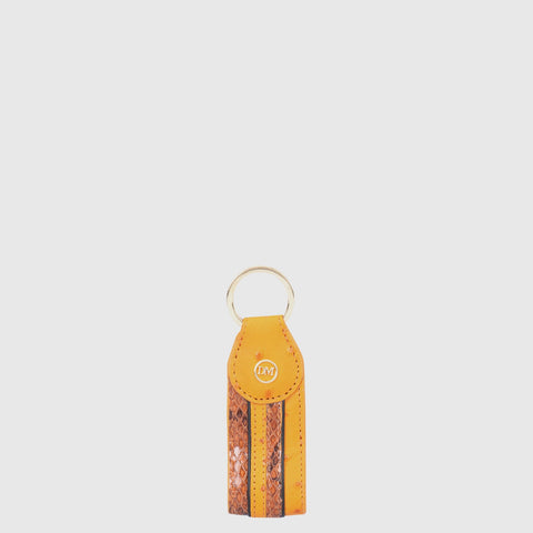 Orange Ostrich Snake Leather Key Chain