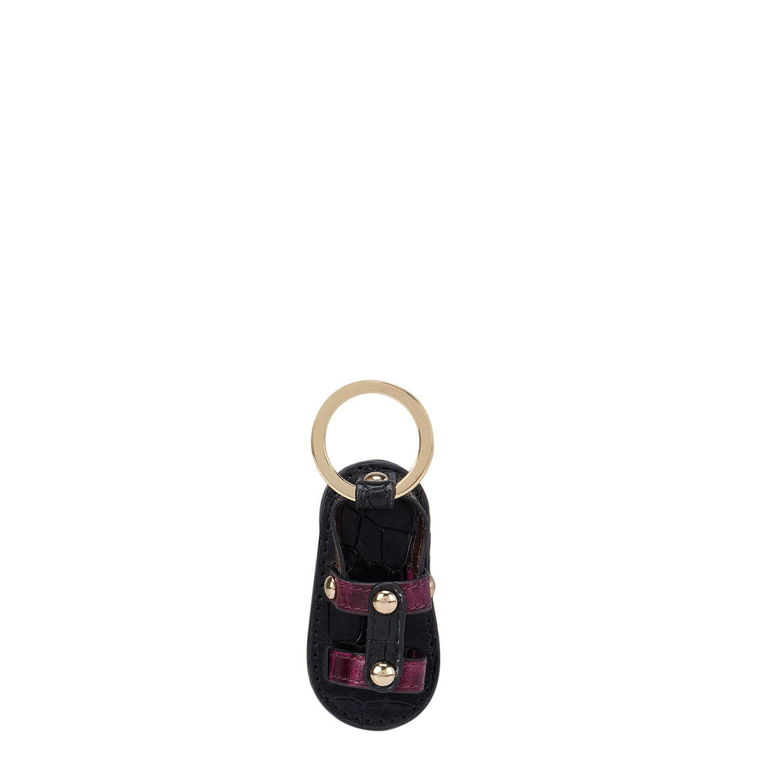 Black & Pink Croco Effect Key Chain