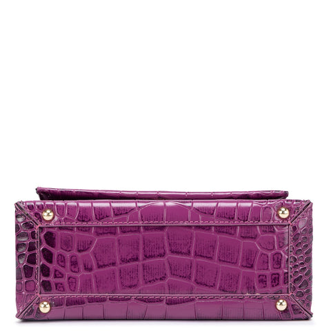 Da Milano Women's Leather Shoulder Bag - Small Croco - Orchid