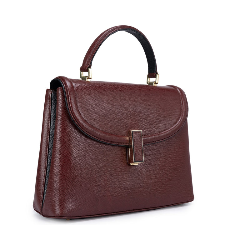Small Franzy Leather Satchel - Blood Stone