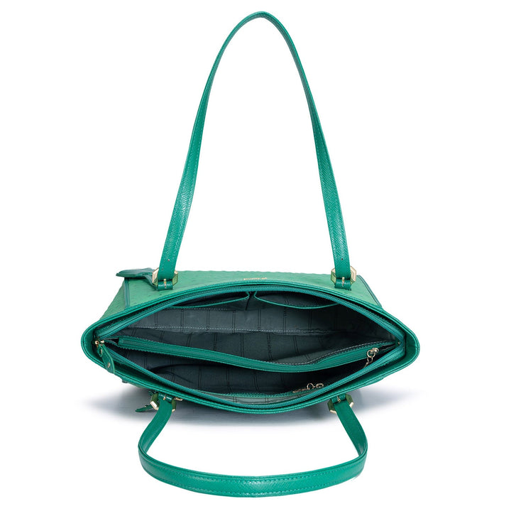 Large Ostrich Leather Tote - Green