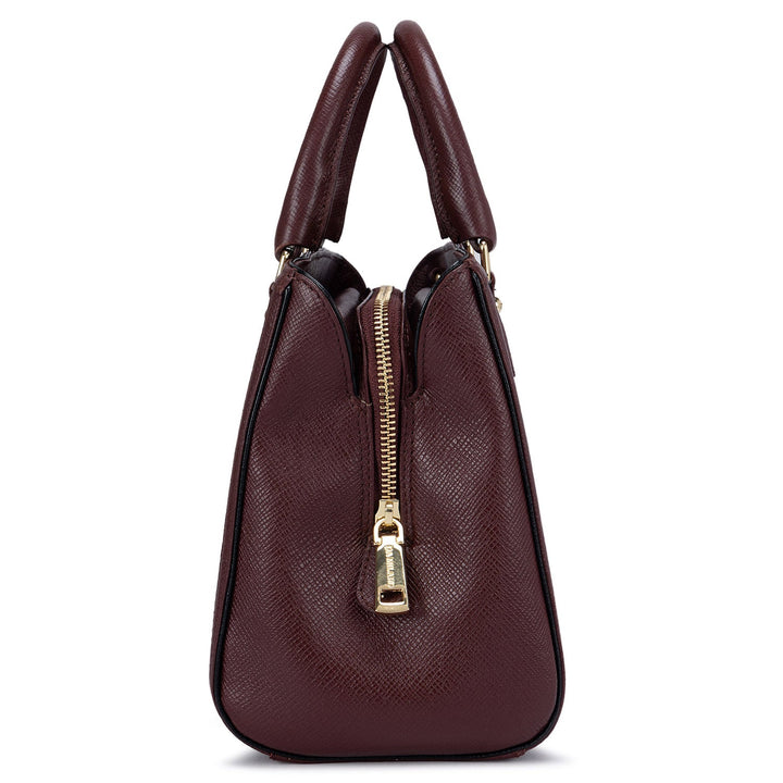 Small Franzy Leather Satchel  - Blood Stone
