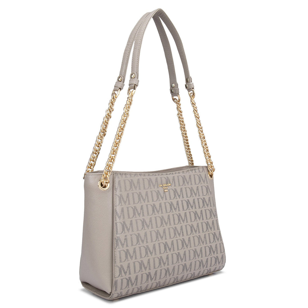 Ivory DM Leather Tote Bag