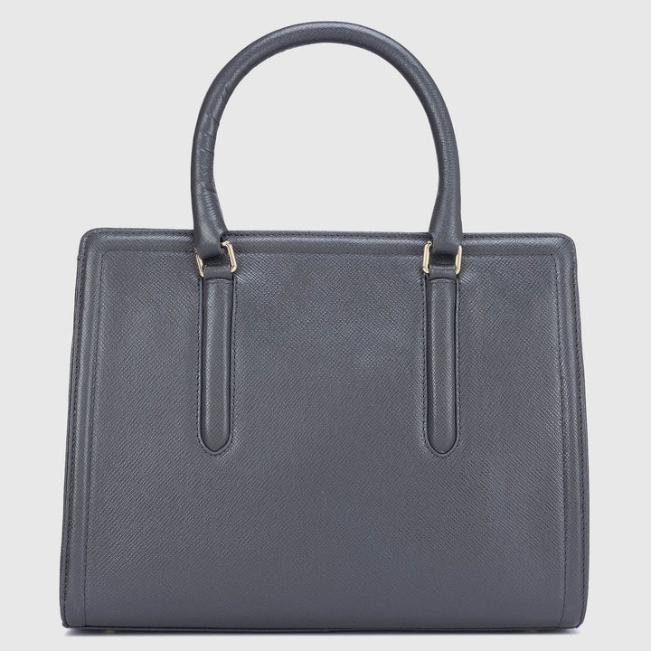 Medium Franzy Leather Satchel - Grey