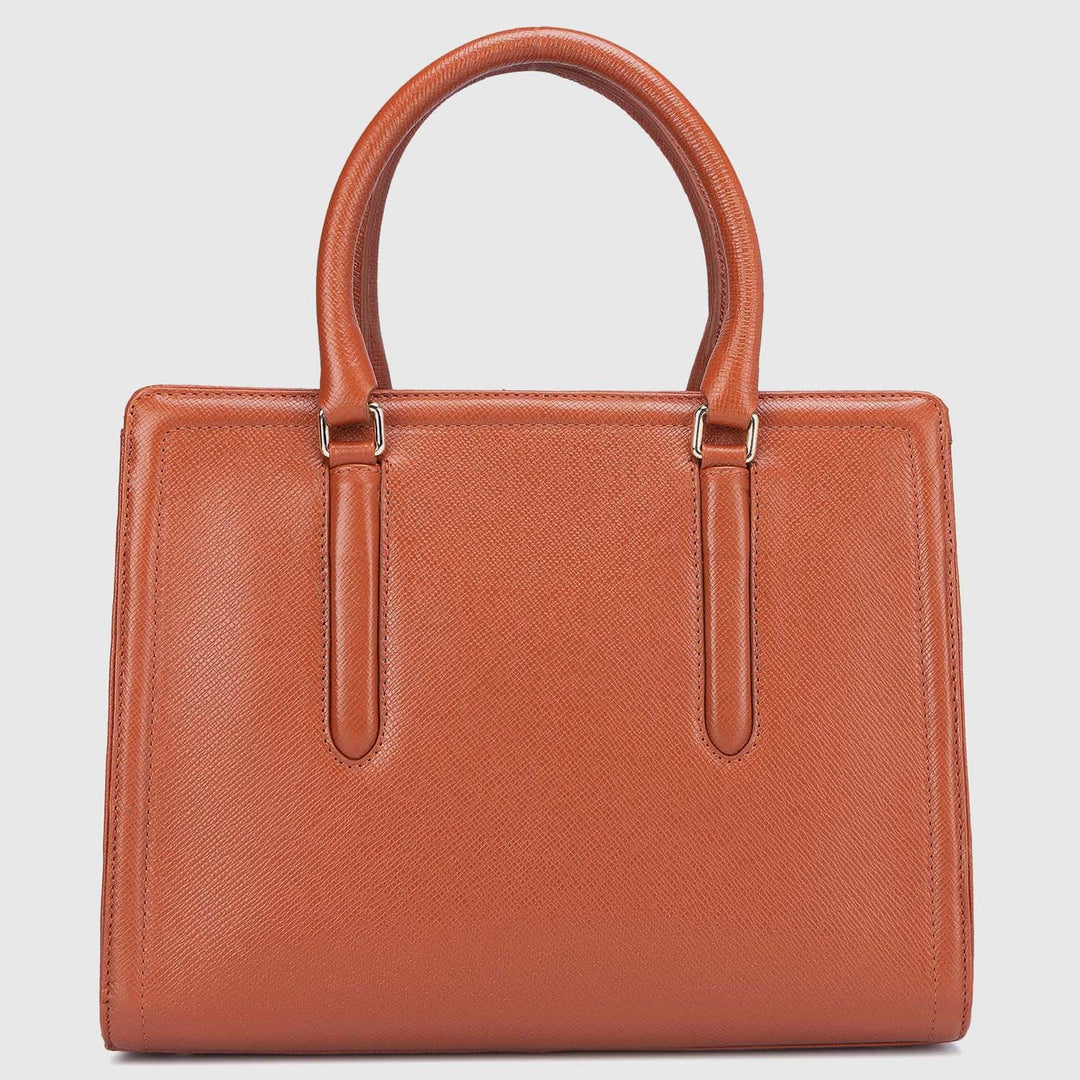 Medium Franzy Leather Satchel - Rust Orange