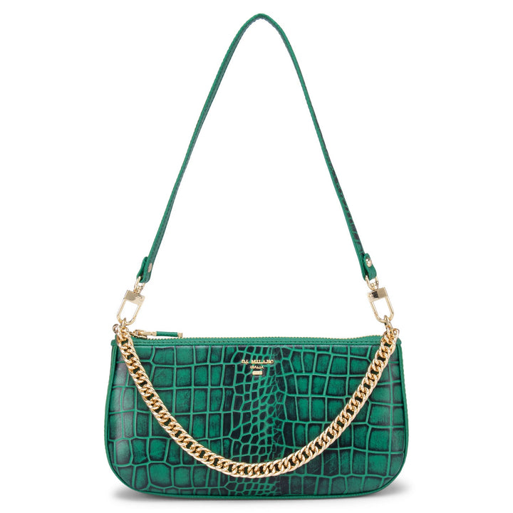 Green Croco Texured Sling Bag