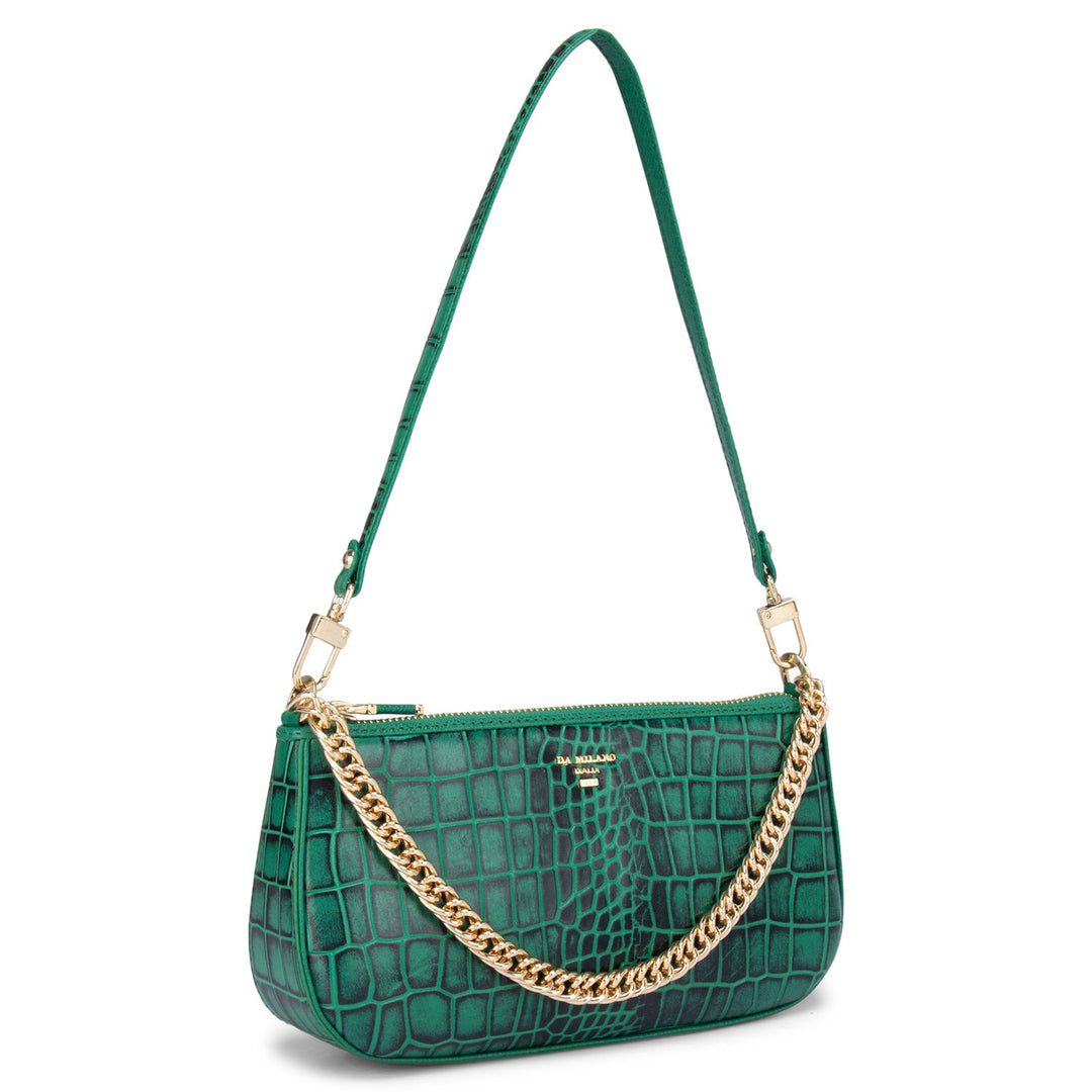 Green Croco Texured Sling Bag