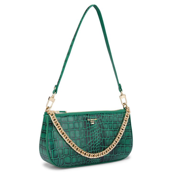 Green Croco Texured Sling Bag