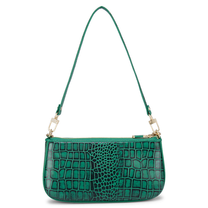 Green Croco Texured Sling Bag