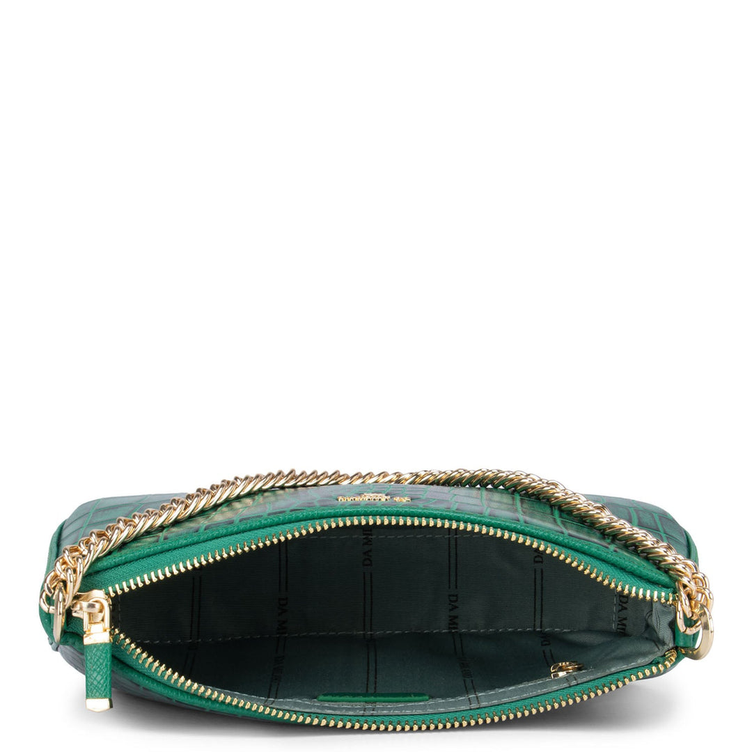 Green Croco Texured Sling Bag