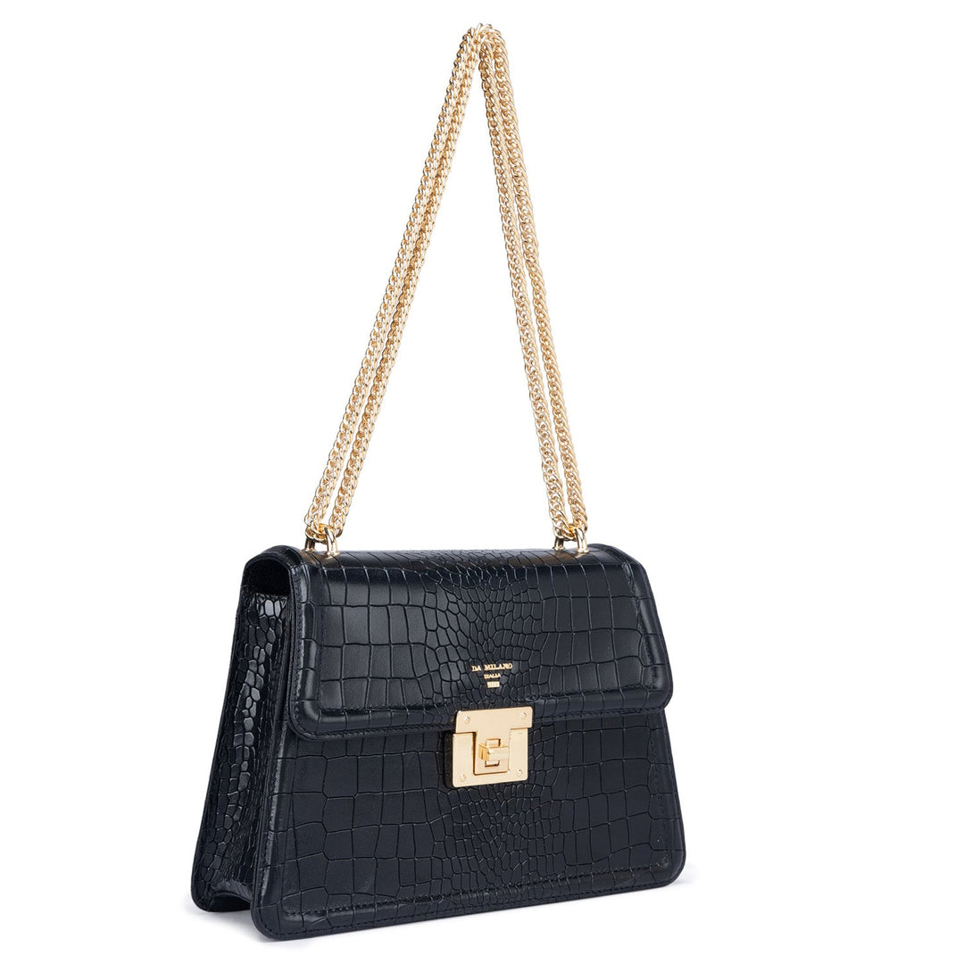 Black Croco Textured Sling Bag