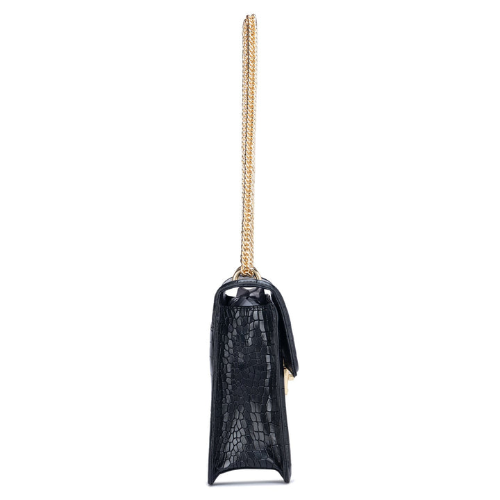 Black Croco Textured Sling Bag