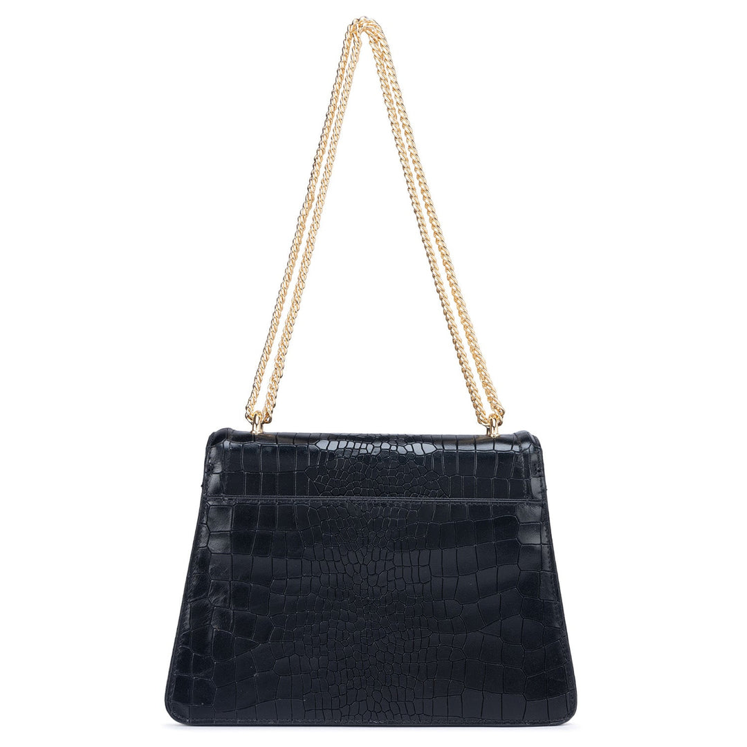Black Croco Textured Sling Bag