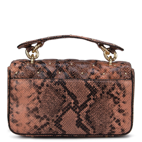 Pink & Black Snake Textured Satchel Bag