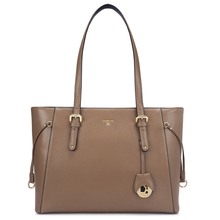 Large Franzy Leather Tote - Cafe