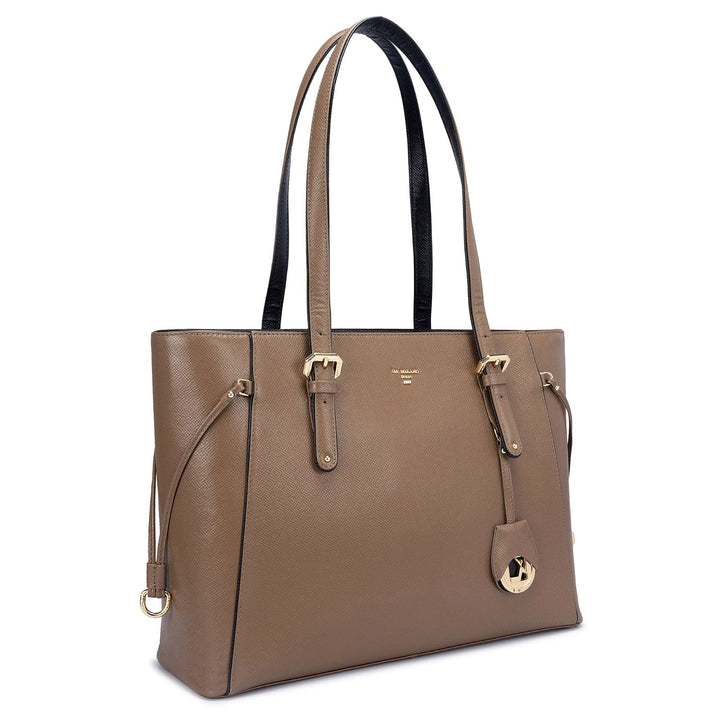 Large Franzy Leather Tote - Cafe