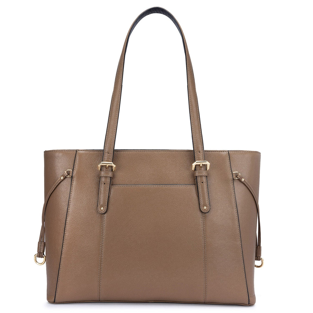 Large Franzy Leather Tote - Cafe