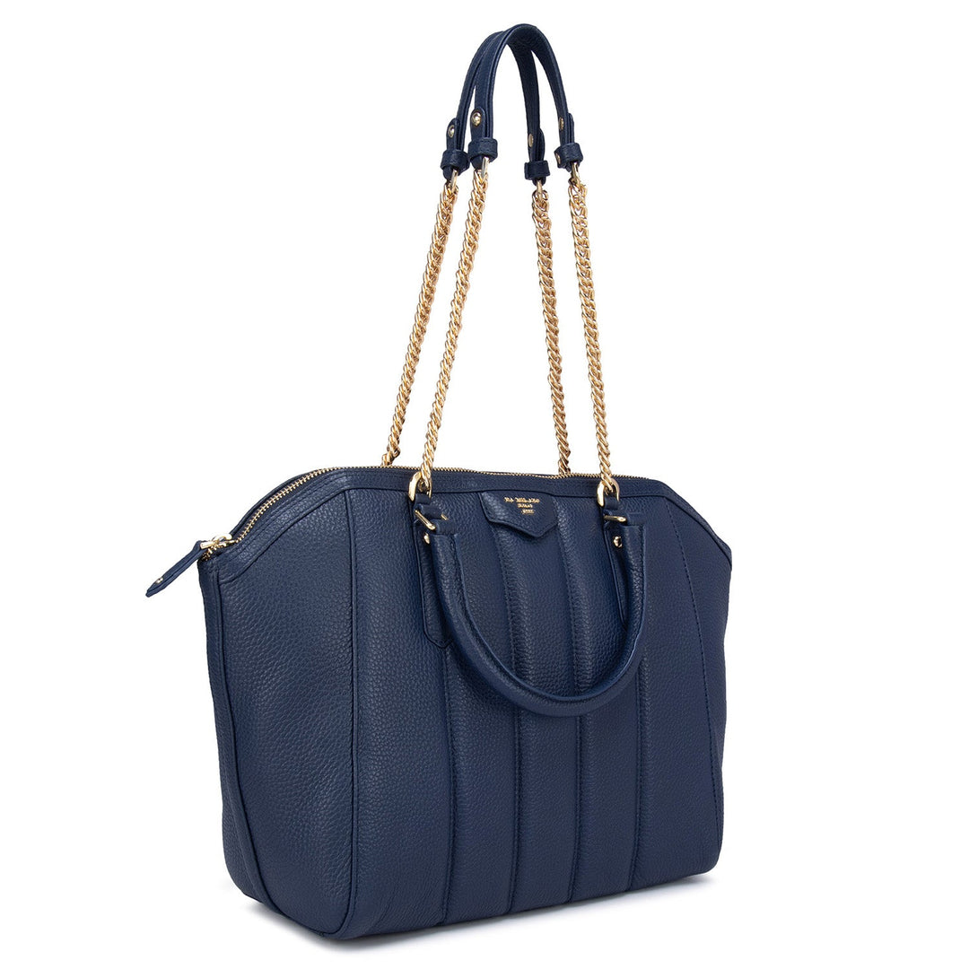 Medium Wax Leather Tote - Patriot Blue