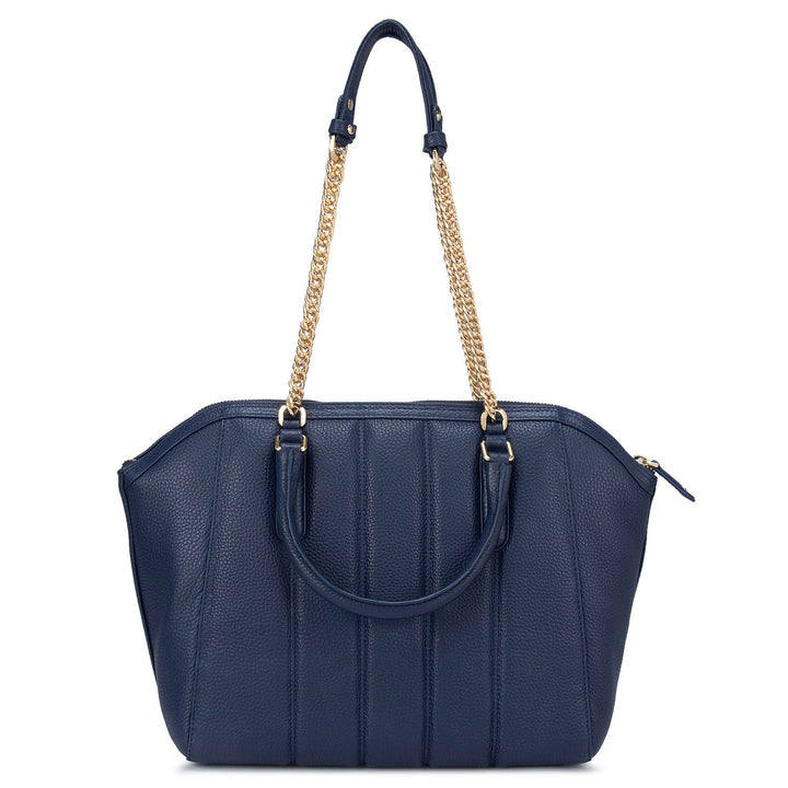Medium Wax Leather Tote - Patriot Blue