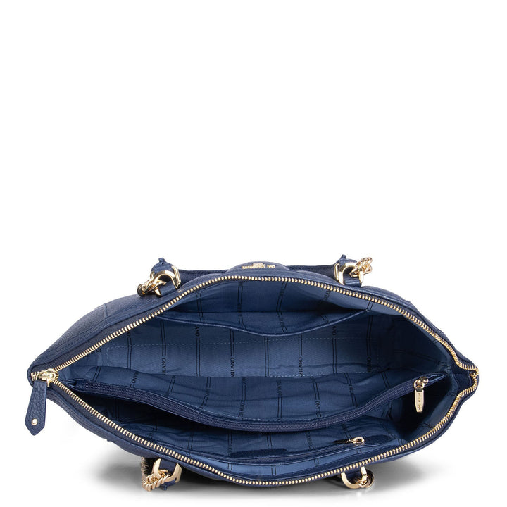 Medium Wax Leather Tote - Patriot Blue