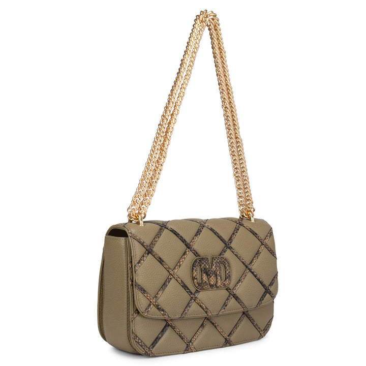 Green Wax & Snake Textured Sling Bag