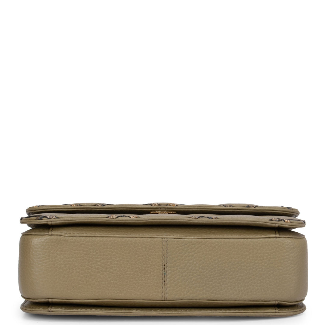 Green Wax & Snake Textured Sling Bag