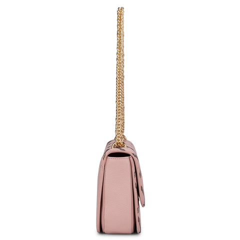 Small Wax Snake Leather Sling - Pink