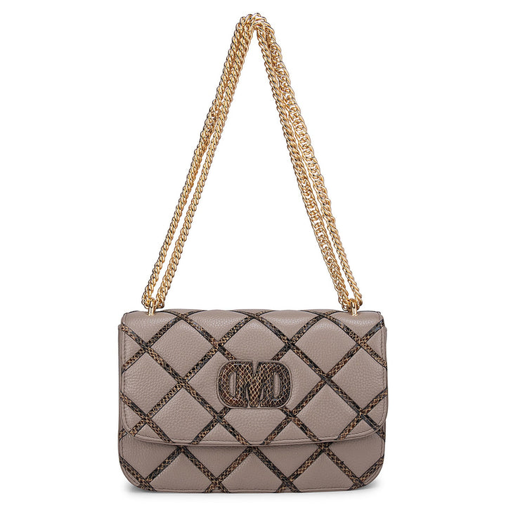 Brown Wax & Snake Textured Sling Bag